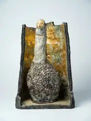 Suji Park, Fenuke, tempera, stone, gold leaf and pigment