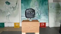 Laith McGrgeor, Tete (Duel), modelling material, oil paint, clay, glass eyes and wood (2012)