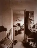 Andrew Ross, Interior of Peter Price’s house, Riverbank Road, Whanganui, gold toned gelatin silver print