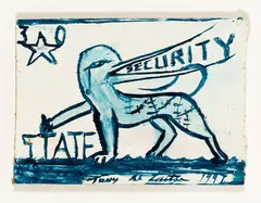Security State by Tony de Lautour, oil on board, sold Oct 2025