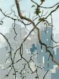 Viv Miller, Study for Grey City, oil, enamel and pencil on canvasboard (2007)