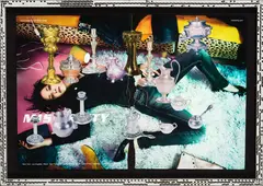 Wasted Again by Matthew Griffin, paper collage, found poster in artist’s frame, offered Oct 2025