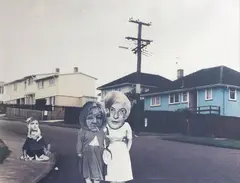 Day Care Walkabouts from the series Health, Happiness & Housing by Ava Seymour, photo collage, edition of 5, 1997, sold Sep 2025