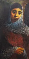 Jan Nigro, The Lace Scarf, oil on board