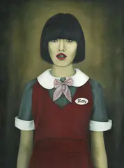 Heather Straka, Betty: The Attendant, acrylic on cotton duck canvas laid onto board
