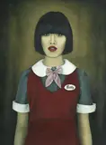 Heather Straka, Betty: The Attendant, acrylic on cotton duck canvas laid onto board