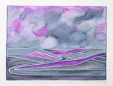 Marilynn Webb, Snow, the Umbrellas and the Pomohaka river, watercolour on paper