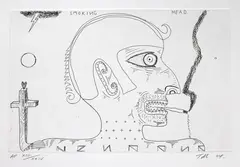 Smoking Head by Tony de Lautour, intaglio print on Fabriano Tiepolo paper, AP, XIII/XXIV, sold Sep 2025