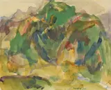 Pah Hill by Toss Woollaston, watercolour on paper, sold Sep 2025