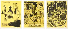 Bill Hammond, Drinking, Eating, Smoking, lithographs, triptych 23/25; 18/25; 23/24
