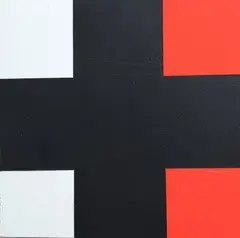 Stephen Bambury, Realised by the Mutual Interaction (Red/White), graphite and acrylic on aluminium