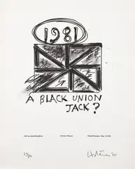 Ralph Hotere, A Black Union Jack?, lithograph, 34/50