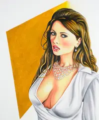 Model Series No. 84 (Girl with Malevich) by Ian Scott, acrylic and oil on canvas, offered Sep 2025