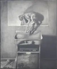 Still Life by Simon Kennedy, charcoal on paper, 2002, offered Sep 2025