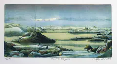 Stanley Palmer, Ohaururu - Whangaroa, bamboo engraving and lithograph, 27/100