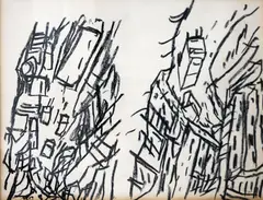 Gary Freemantle, Wellington Street Scene, crayon on paper