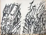 Gary Freemantle, Wellington Street Scene, crayon on paper