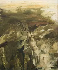 Suzanne Goldberg, Waipunga Falls II, mixed media on board, 1977