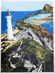 Nic Tucker, Castlepoint, woodblock print, 40/75