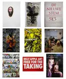 Free Nz Art, nine screenprinted posters, by Mark Adams, et al., Peter Robinson, Andrew McLeod, Yvonne Todd, Francis Upritchard, Billy Apple, Lisa Reihana and Judy Millar exhibition poster at Gow Langsford Gallery