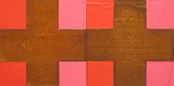 Stephen Bambury, Cartesian Circle (CC 1402), iron filings and acrylic on aluminium, two panels