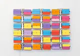 Rebecca Baumann, Automated Colour Field (Variation 2), 2013, 2013, 18 flip-clocks, laser cut paper, MDF, 3/5