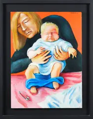 Michael Smither, Elizabeth with Sarah, oil on board