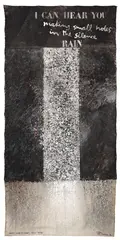 Ralph Hotere, I can hear you making small holes in the silence, acrylic and dyes on unstretched canvas