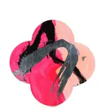 Max Gimblett, One White Feather, gesso, acrylic and vinyl polymers, epoxy, aquasize and Japanese red coloured silver leaf on quatrefoil shaped canvas