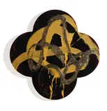 Max Gimblett, Golden Throne, acrylic, aquasize, moon gold leaf, resin and MSA on quatrefoil shaped canvas