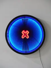 Bob Jahnke, Untitled, MDF, timber, mirror pane, mirror, neon and electricity