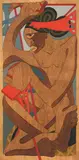 Pauline Yearbury, Tangaroa, incised wood panel