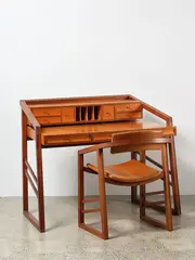David Trubridge, Desk and Chair, black walnut and kauri sourced from Kerikeri