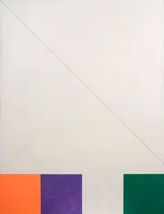 Milan Mrkusich, Achromatic with Orange, Purple and Green, acrylic and wax crayon on board
