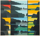 Michael Smither, St Kilda Beach, silkscreen print