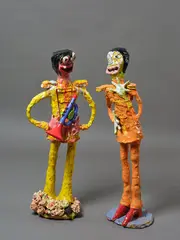Jim Cooper, Untitled from Sergeant P., glazed earthenware and mixed media, two figures