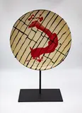 Untitled by Max Gimblett and Martin Poppelwell collaboration for Workshop, painted and glazed earthenware on metal stand, sold May 2025
