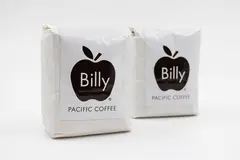 Billy Apple, Pacific Coffee, two 200gm packs of Miller's coffee beans, 59 and 78 of 200