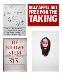 Four screenprinted posters by Billy Apple, John Reynolds, Francis Upritchard and et al. by Free Nz Art, issued by Artspace, 2005, sold May 2025