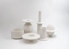 John Parker, Still Life for Hans, white glazed ceramic, six parts, 2017