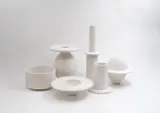 John Parker, Still Life for Hans, white glazed ceramic, six parts, 2017