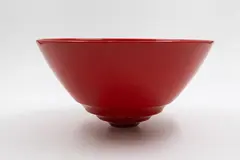 John Parker, Grooved conical bowl, with bright red glaze