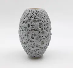 John Parker, Volcanic orb, white glazed ceramic
