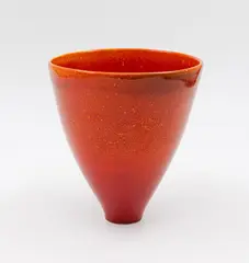 Graham Ambrose, Conical vase, ceramic with rich orange sun glaze