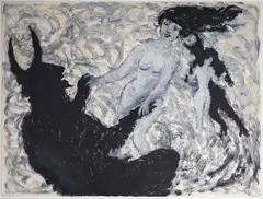 Alexis Hunter, Artist and Muse (Dancing), mixed media on paper