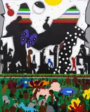 Andy Leleisi'uao, Amoni Village in Kamoa, acrylic on canvas, 2020