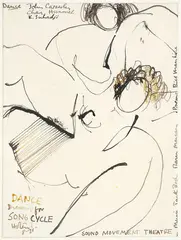 Ralph Hotere, Dance, Drawing for Song Cycle, ink on paper