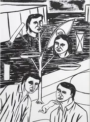 Untitled (four figures) by Jeffrey Harris, gouache on paper, sold May 2025