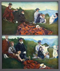 Richard McWhannell, Picnic, oil on canvas on board, diptych