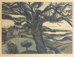 Tree - North Manukau by Stanley Palmer, bamboo engraving, 9/50, sold May 2025
